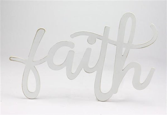 AB247127  14.25"L x 10.25"H Mdf    "Faith"   White